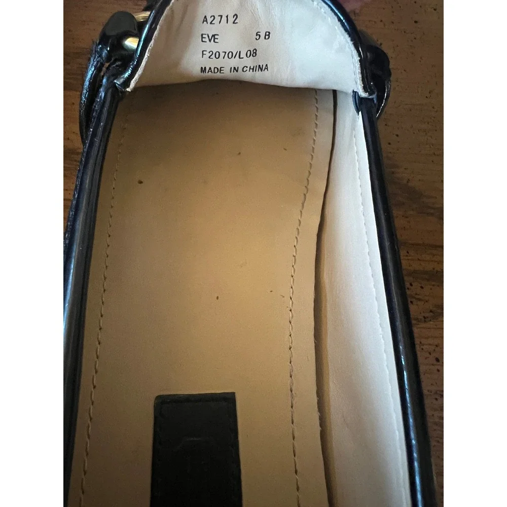 Coach Eve Black Patent Leather Signature Logo Preppy Horsebit Loafers Womens 5B